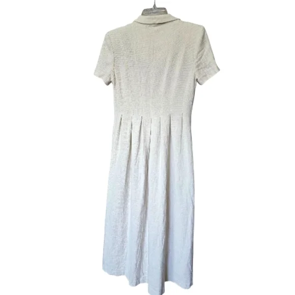 Chic Beige Button-Front Midi Dress - Picture 3 of 6